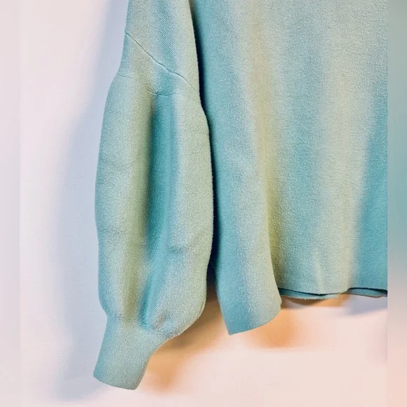 OAT New York Mint Green Bubble Sleeve Cropped Sweater Medium - Picture 2 of 6